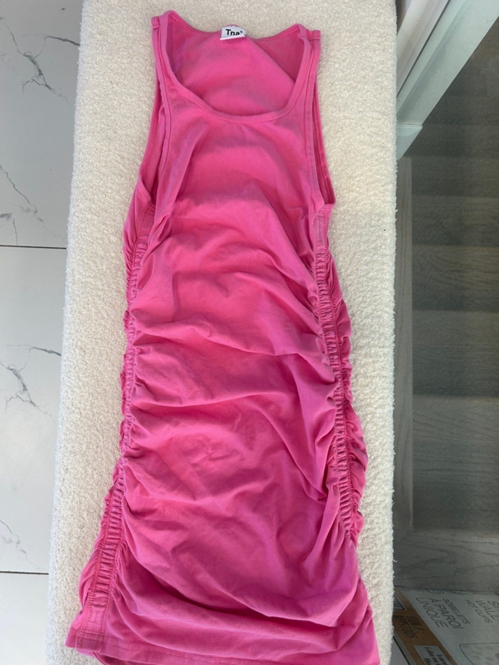 Aritzia Pink Ruched Mini Dress